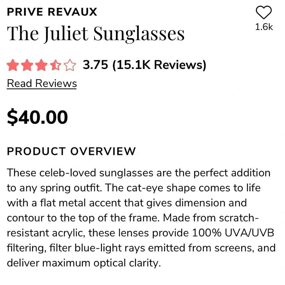 Black & gold Prive Revaux cat eye Juliet sunglasses - Picture 6 of 7